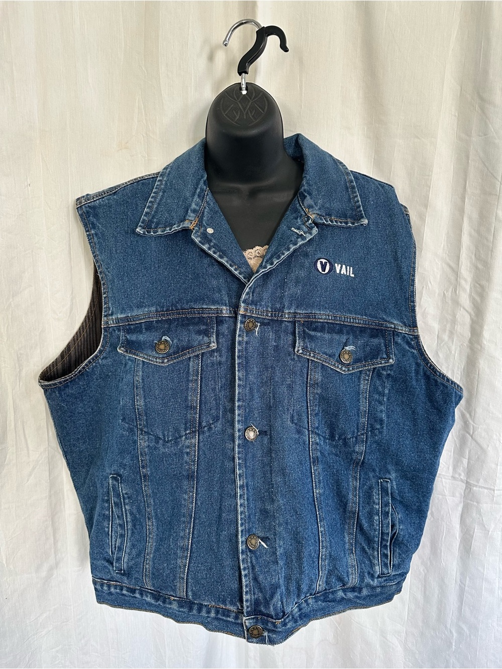 Wanted Dark Blue Denim Vest with Vail Logo